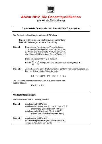 Abitur 2012 Die Gesamtqualifikation - Michelsenschule