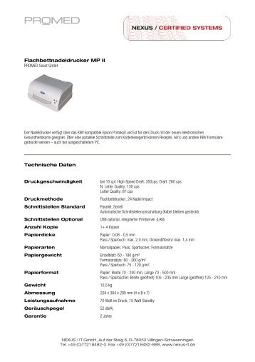 Promed Flachbettnadeldrucker MP II - Nexus AG