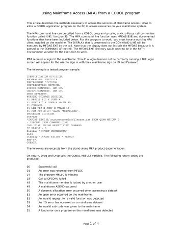 Using Mainframe Access (MFA) - Micro Focus