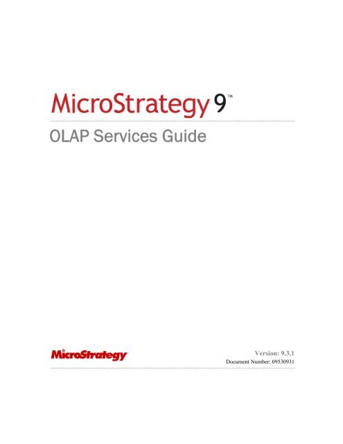 MicroStrategy OLAP Services Guide [PDF]