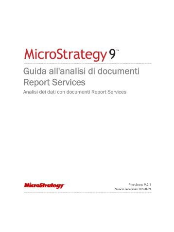 Guida all'analisi di documenti Report Services - MicroStrategy
