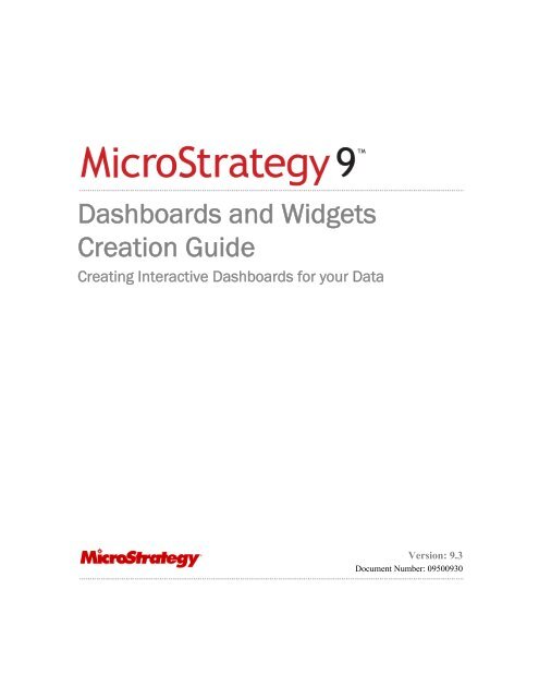 Dashboards and Widgets Creation Guide - MicroStrategy