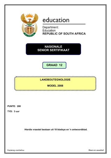 NORTH WEST PROVINCE - Curriculum