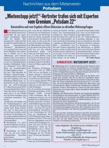 Mietenstopp jetzt! - Mieterverein Potsdam und Umgebung e.V.