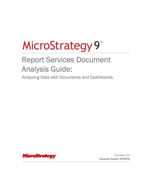 Report Services Document Analysis Guide - MicroStrategy