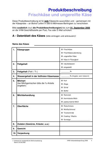 Produktbeschreibung Frischkäse und ungereifte Käse