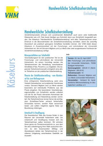 Schafkäse 07 - VHM - Verband für handwerkliche Milchverarbeitung