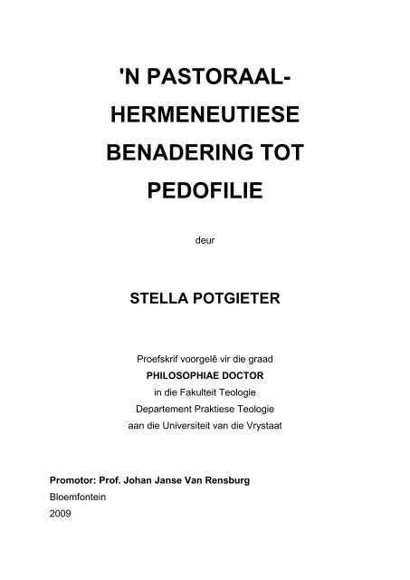 'N PASTORAAL- HERMENEUTIESE BENADERING TOT PEDOFILIE