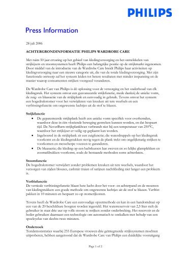 Download PDF achtergrondinformatie Philips Wardrobe Care