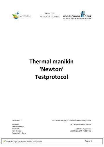 Thermal manikin 'Newton' Testprotocol