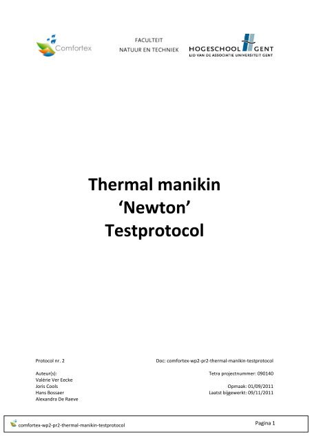 Thermal manikin 'Newton' Testprotocol