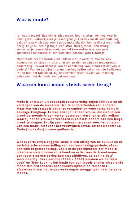 Wat is mode? Waarom komt mode steeds weer terug?