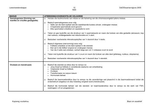 LEWENSWETENSKAPPE GRAAD 12 2009