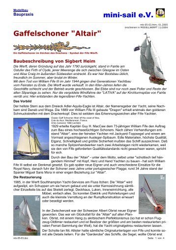 mini-sail e.V. Gaffelschoner "Altair"