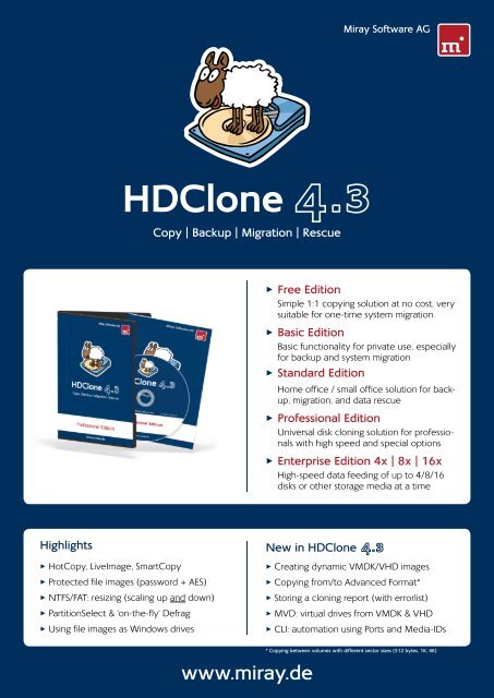 HDClone 4.3 Data Sheet - Miray Software