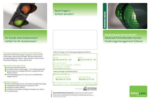 Ihr Kunde ohne Einkommen? - Advocard Rechtsschutzversicherung