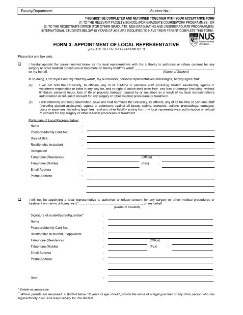 FORM 3: APPOINTMENT OF LOCAL REPRESENTATIVE