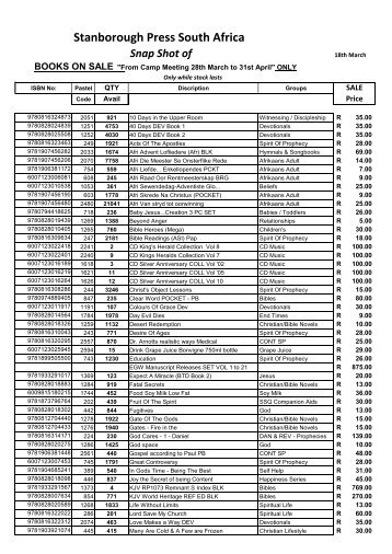 Stanborough Press Book Shop List of “Specials”