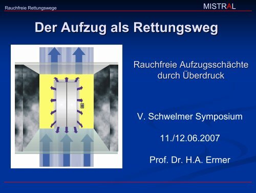 Der Aufzug als Rettungsweg - MISTRAL Dr. Ermer GmbH