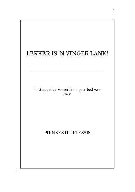 LEKKER IS `N VINGER LANK - LitNet