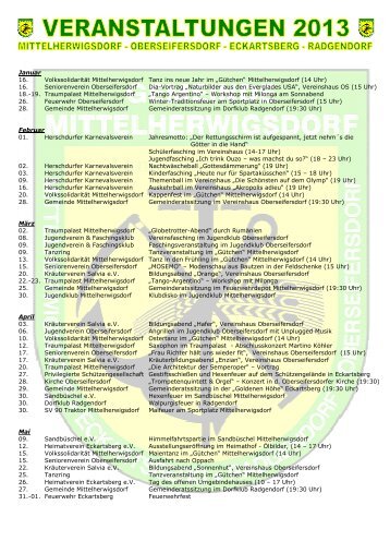 Veranstaltungskalender - Mittelherwigsdorf