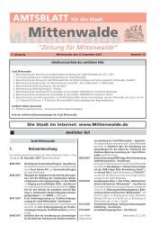 Die Stadt im Internet: www.Mittenwalde.de 1. Bekanntmachung