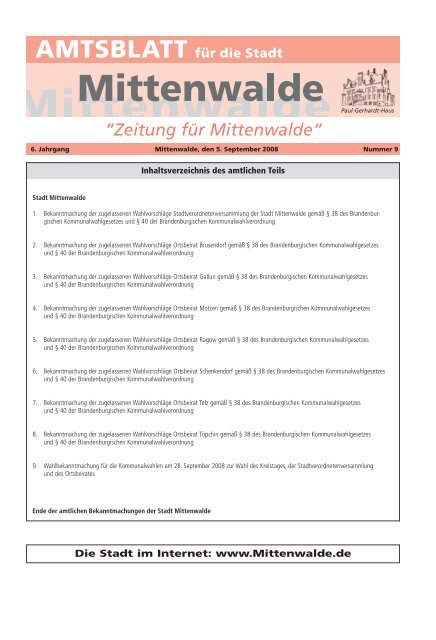 Die Stadt im Internet: www.Mittenwalde.de