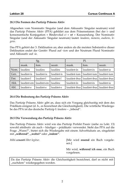 Cursus Continuus A Lektion 28 28.1 Die Formen des Futur II Das ...