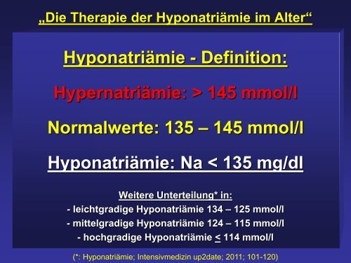 Die Therapie der Hyponatriämie im Alter