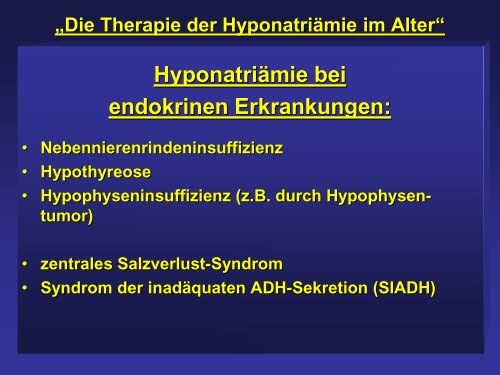 Die Therapie der Hyponatriämie im Alter