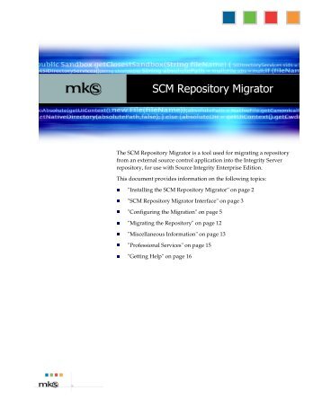 Installing the SCM Repository Migrator - MKS