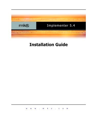 MKS iSeries Solution Installation Guide