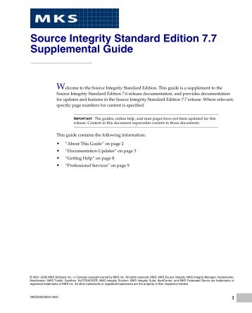 Source Integrity Standard Edition 7.7 Supplemental Guide - MKS