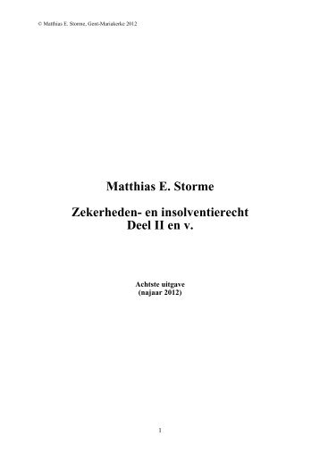 syllabus Insolventierecht 2012 - Thuisblad van Matthias E. Storme