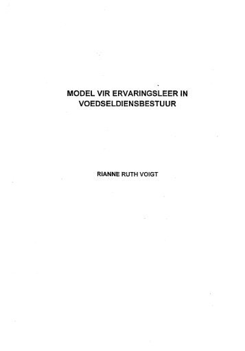 MODEL VIR ERVARINGSLEER IN VOEDSELDIENSBESTUUR