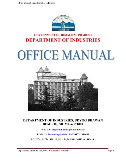 DEPARTMENT OF INDUSTRIES - Government of Himachal Pradesh