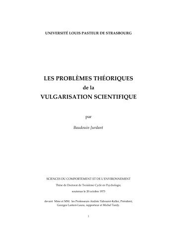 VULGARISATION SCIENTIFIQUE - Colloque Sciences médias et ...