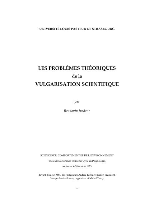Vulgarisation Scientifique Colloque Sciences Médias Et - 
