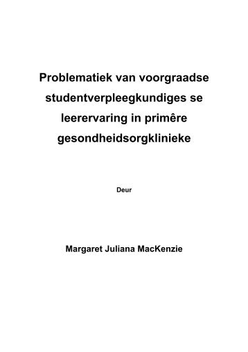 Problematiek van voorgraadse studentverpleegkundiges se ...