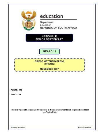 nov 2007 gr 11 chemie vraestel afr