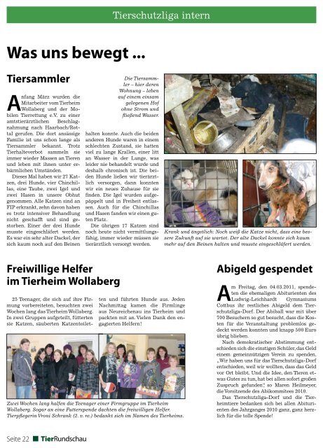 Tierrundschau Ausgabe 75 Jahr 2011 - Mobile Tierrettung eV