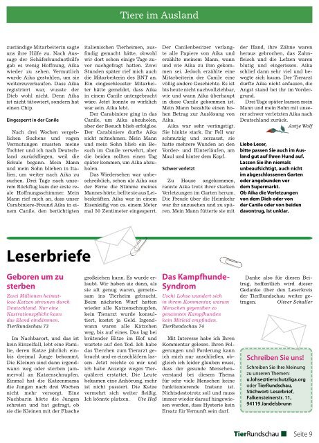 Tierrundschau Ausgabe 75 Jahr 2011 - Mobile Tierrettung eV