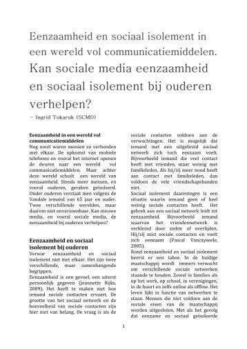 Eenzaamheid en sociaal isolement bij ouderen - Cmdstud