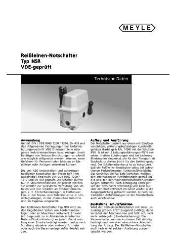Reißleinen Notschalter / NSR - MEYER Industrie-Electronic GmbH