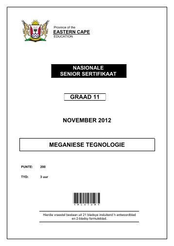 GRAAD 11 NOVEMBER 2012 MEGANIESE TEGNOLOGIE