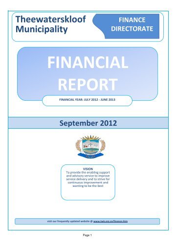 September 2012 FINANCIAL REPORT - Theewaterskloof Municipality