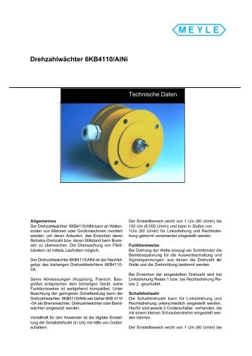 Drehzahlwächter 6KB4110/AlNi - MEYER Industrie-Electronic GmbH