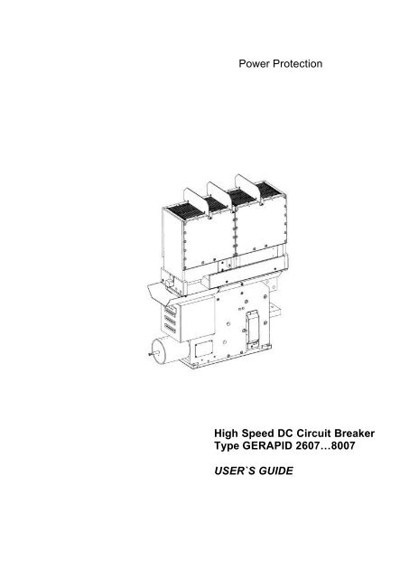 Power Protection High Speed DC Circuit Breaker Type GERAPID ...