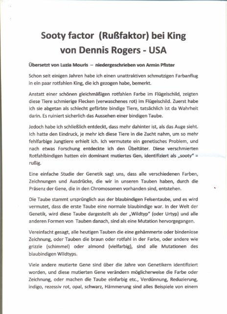 Sooty factor (Rußfaktor) bei King von Dennis Rogers - USA