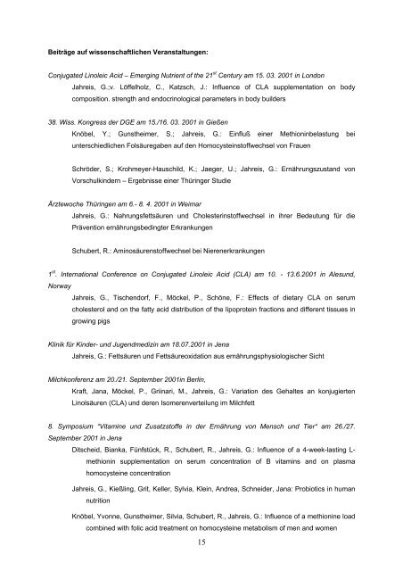 Jahresbericht 2001 - Apfel eV - Friedrich-Schiller-Universität Jena